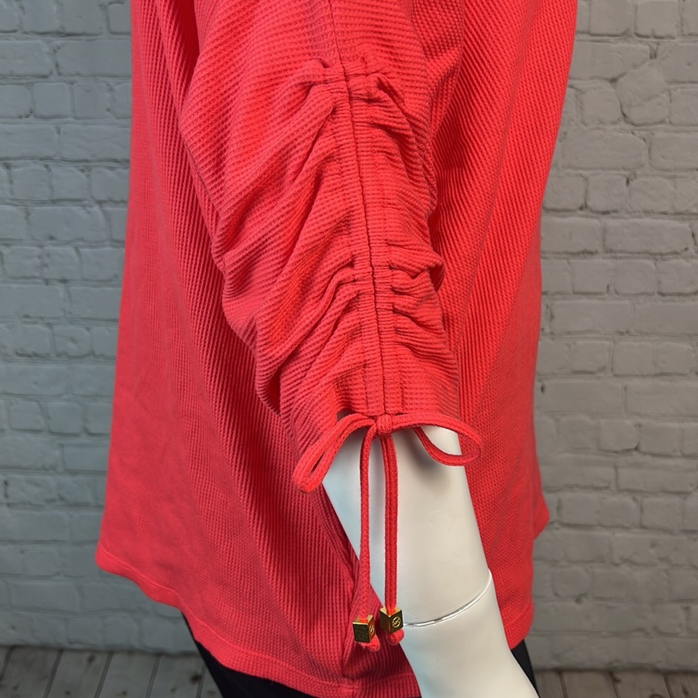 Michael Kors Coral Waffle Knit Cold Shoulder Top Plus Size 2X - Picture 5 of 6